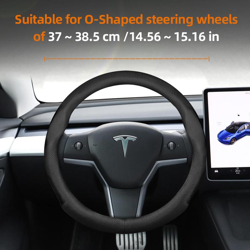 Suitable for Tesla Ultra-Thin Breathable Leather Steering Wheel Cover Suitable for Model 3 Y X S 2024