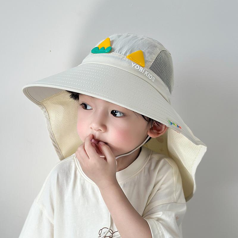 Children's Hat Summer Cartoon Sun Protection Sun Hat Face Protection UV Mesh Breathable Boy and Girl Shawl Hat