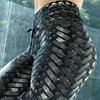 Sexy High Waist Fitness Iron Weave Leggings Weaving Printed Tie Women Fitness Workout Scrunch Booty Trousers Slim Running Pants