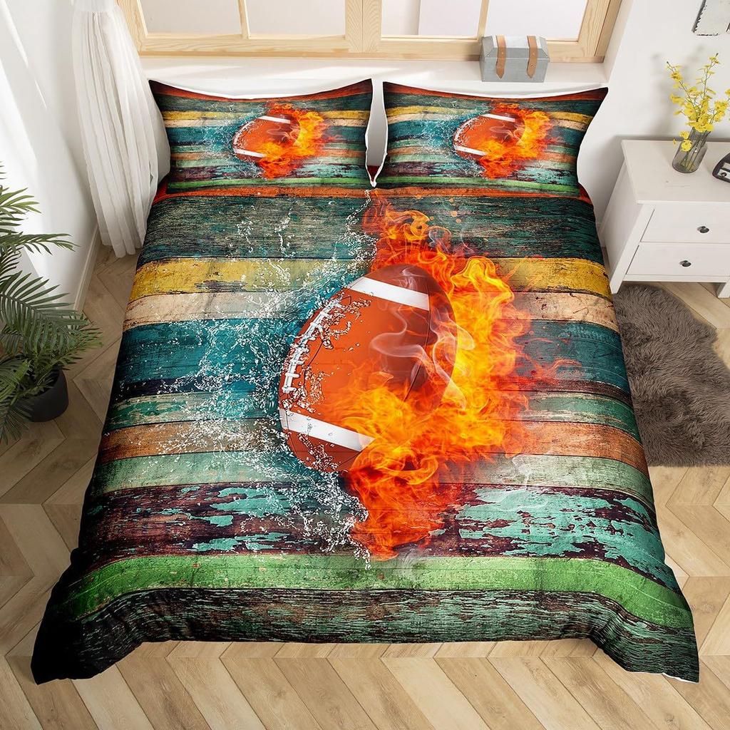 Регби Американский футбол Домашний текстиль Цифровая печать Комплект постельного белья из трех предметов