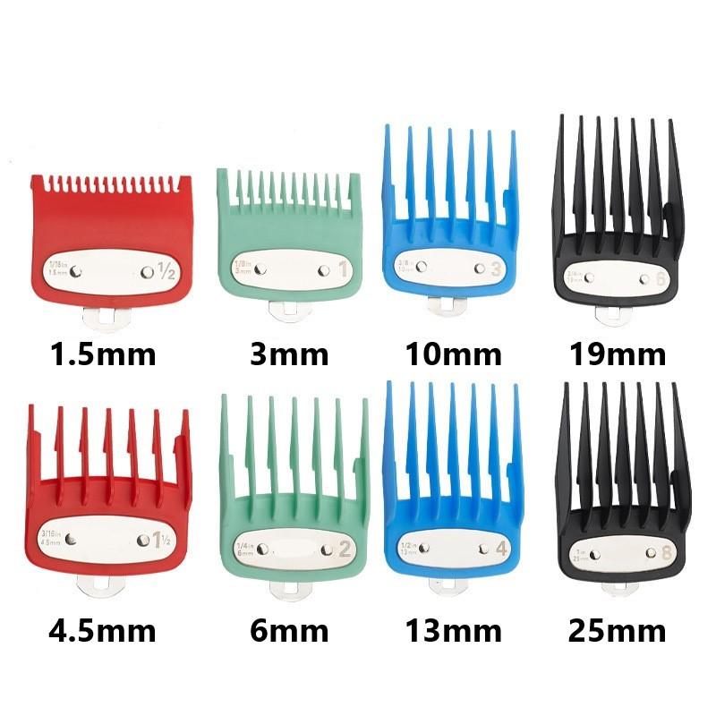 8Pcs Professional Limit Comb Cutting Guide Combs 1.5/3/4.5/6/10/13/19/25MM Set For Kemei Hair Clipper KM-809A/809PG