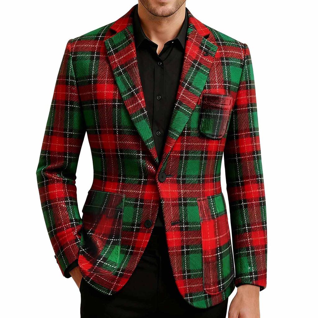 Men's Printing Corduroy Warm Pocket Suit Jacket Cardigan Men's Casual Suit