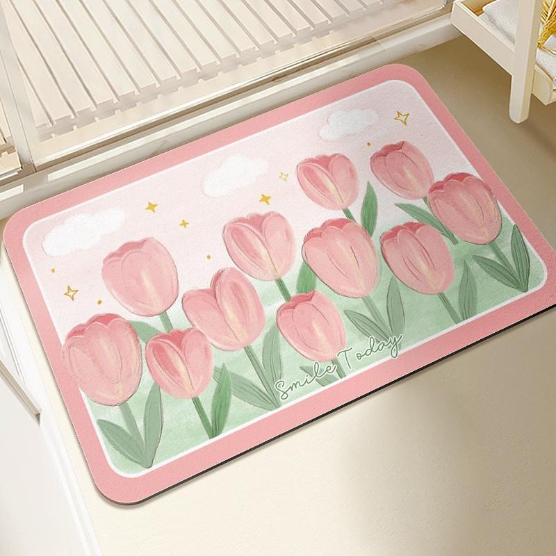 Quick Dry Diatomite Soft Bath Mat Super Absorbent Non Slip Floor Rug for Bathroom Toilet and Shower Entrance Home Versatile Mat