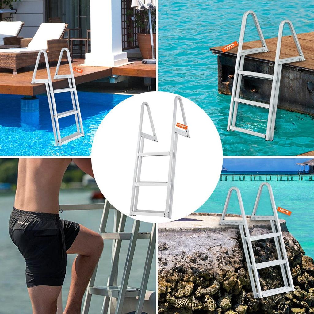 3-step ladder 159 kg boat ladder removable 610 x 455 x 1225 mm
