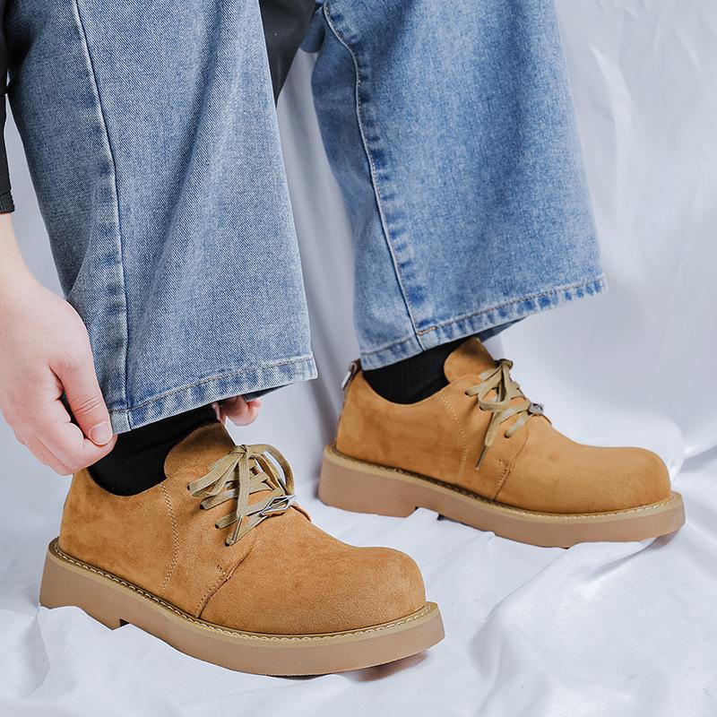 Туфли дерби с большой головкой, кожаные туфли 2025 года, новая платформа, увеличенная, британский стиль, ретро-оснастка, универсальные мужские туфли 2522-R