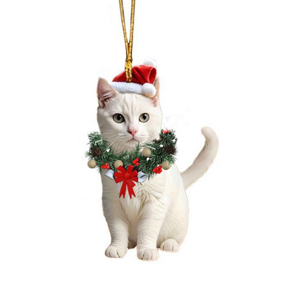 Winter Season Hanging Ornament Christmas Pendant Decoration Festive Cat Christmas Pendant for Car Home Decor Acrylic for Parties