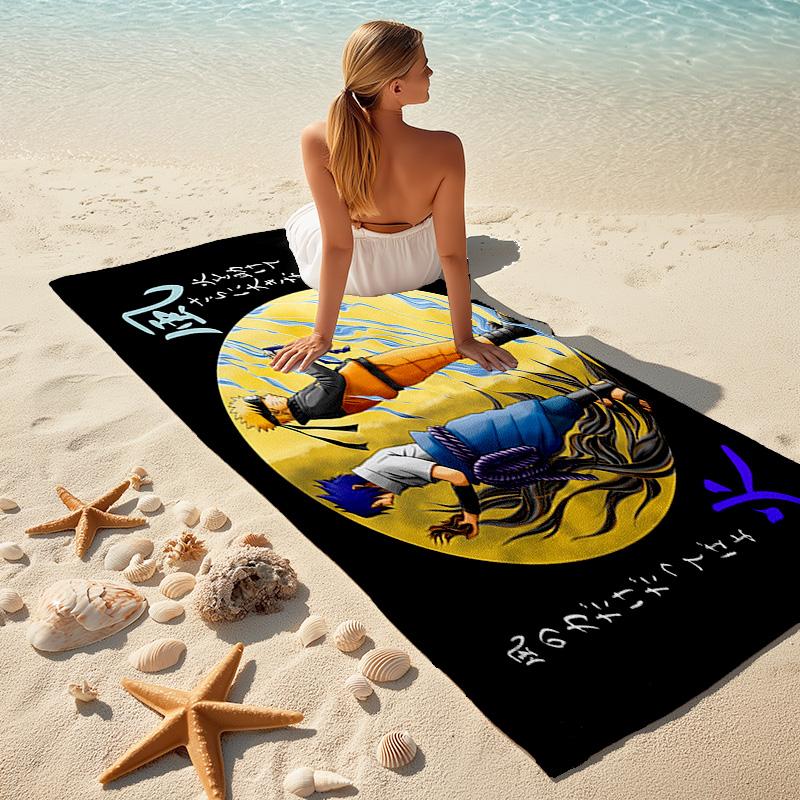 Japanese anime cartoon NARUTO famous Uzumaki Naruto beach towel Outdoor camping Beach towel for vacation swim Outdoor pool Absorbent bath towel Y8