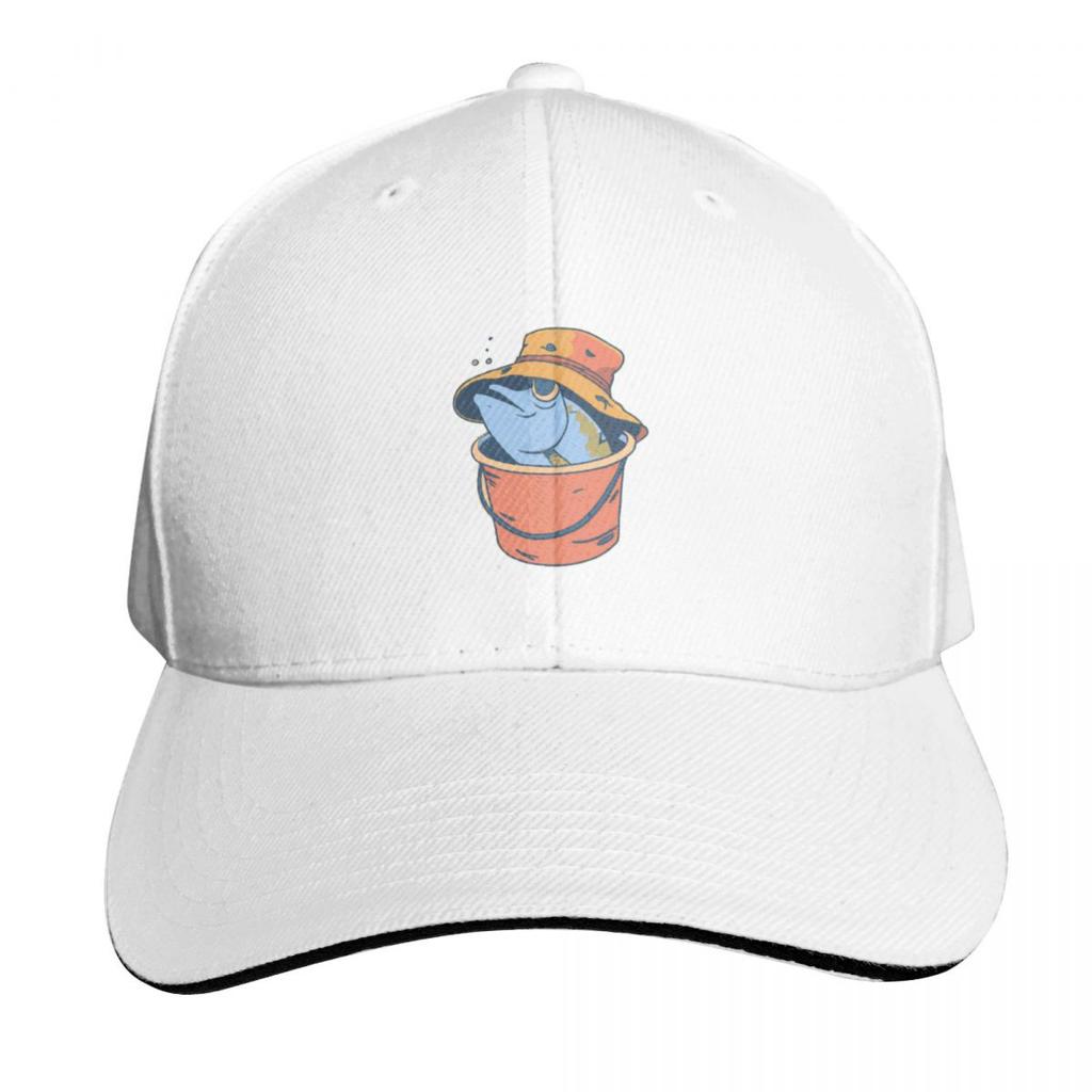 Fish in a bucket wearing a Baseball Cap Golf Wear Luxury Unisex Hat Anime fun hats Elegant Womens Hats Unisexs