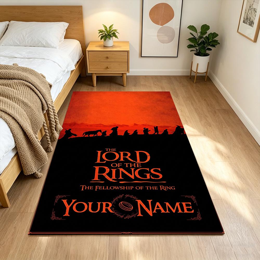 Lord Rings Customized Name Floor Rug Office Rug Design for Balcony Living Rooms Bedrooms Kitchen Antislip Carpet Anime Office Decor