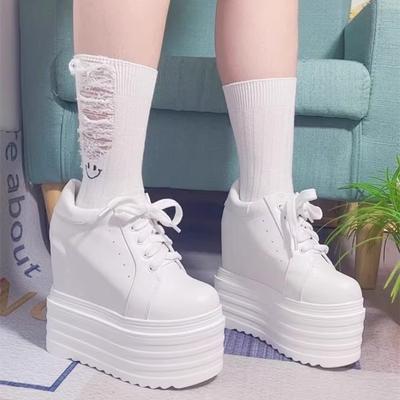 Модная осенняя новинка женская обувь на толстой подошве повседневная на платформе 14 см увеличение одинарная обувь модная сексуальная дикая на высоком каблуке повседневная обувь