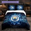 Manchester City Pattern 3 Pieces Bedding Set Soft Microfiber Duvet Cover with Pillow Cases for Bedroom