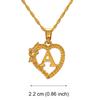 Anniyo 1Piece / A-Z Heart Letters Pendant Necklaces For Women Girls Charm Flower Initial Jewelry Alphabet Chains African #232706