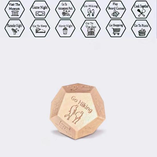 12 Sides Food Decision Dice Wooden Couple Date Night Ideas Dice Portable