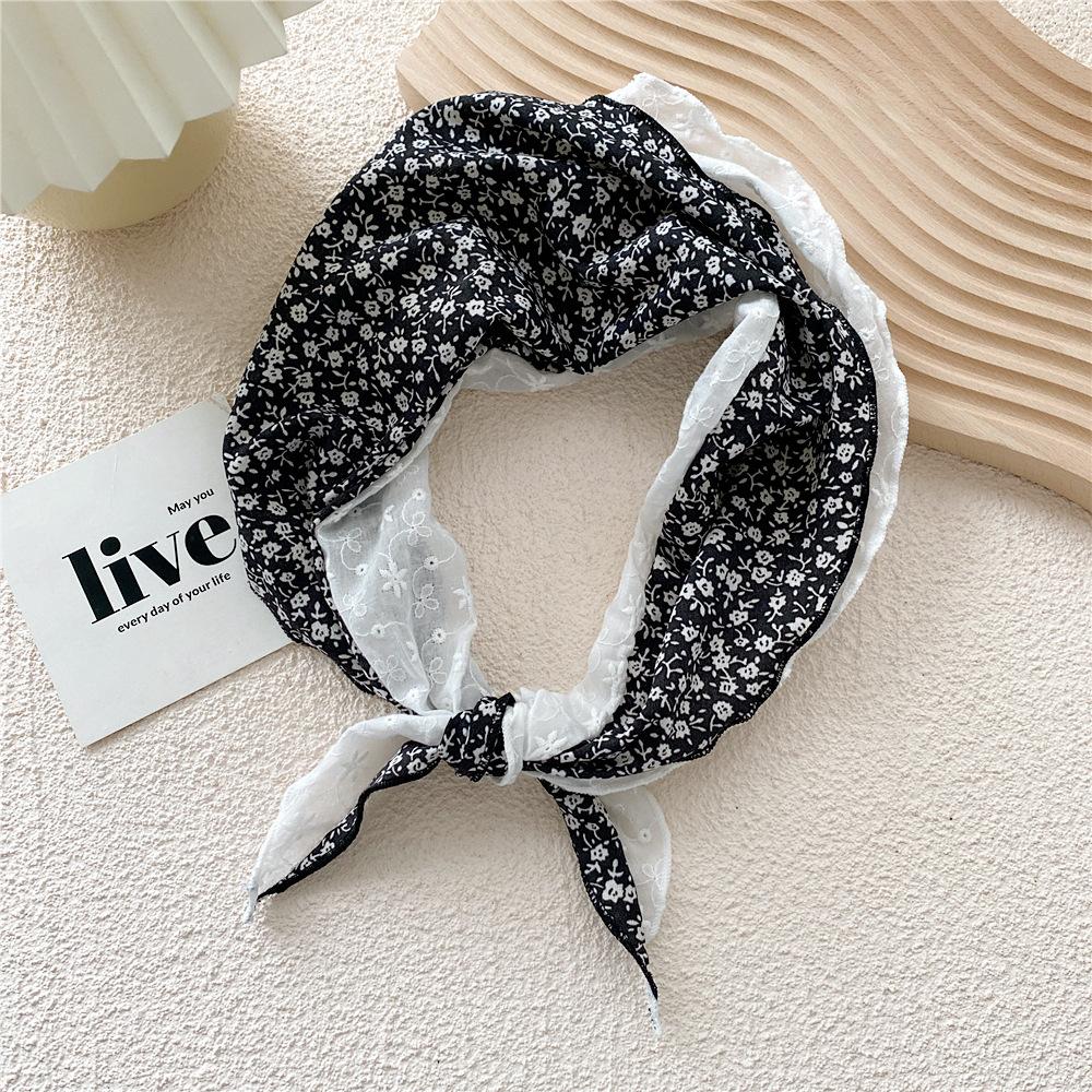 Cotton And Linen Small Square Scarf Silk Scarf Women'S Spring And Autumn New Style Artistic And Versatile Fashionable Temperament Headband Scarf