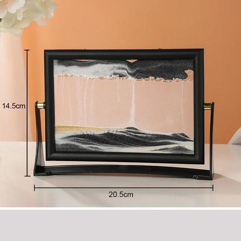 Creative Moving Sand Art Painting Square Glass 3D Deep Sea Sandscape Quicksand Hourglass Rotatable Flowing Sand Home Decor Gifts