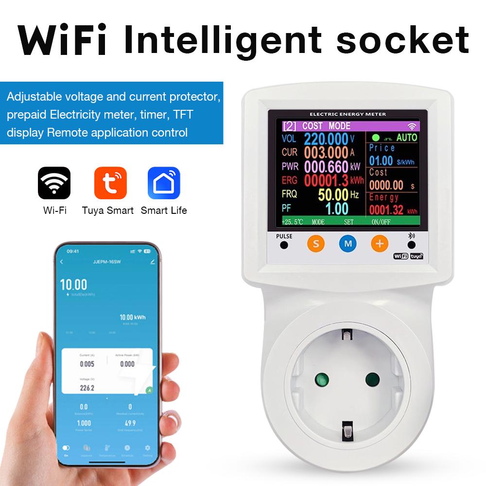 Цифровой ваттметр WIFI Умная розетка 265 В переменного тока Измеритель мощности Киловатт Ватт Измеритель энергии Вилка