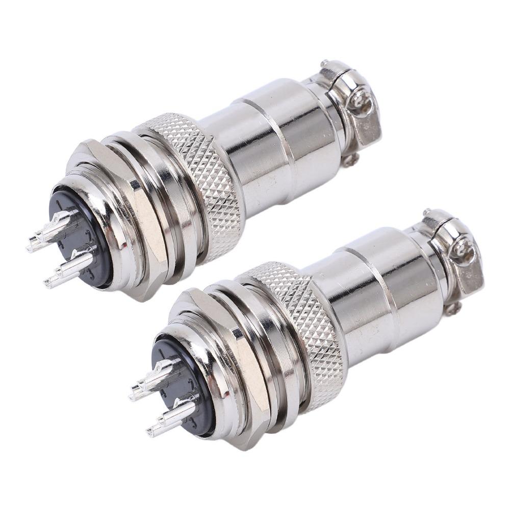 2 PCS Zinc Alloy Shell Aviation Plug Socket Connector Silver Circular Adapter Power Connection