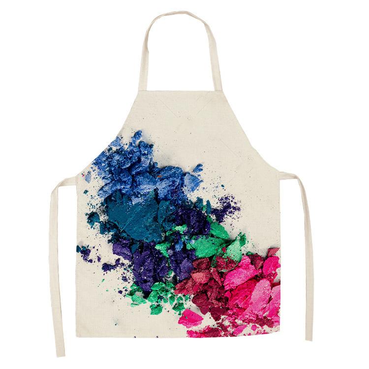 Новый льняной красочный лак для ногтей, косметика с тематическим принтом, кухонные фартуки, унисекс, званый ужин, нагрудник для приготовления пищи, забавный фартук для чистки, парикмахерский фартук