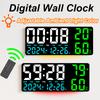 Большие цифровые настенные часы с атмосферной подсветкой, пультом дистанционного управления, дисплеем температуры и влажности, светодиодные настольные часы, многофункциональный будильник