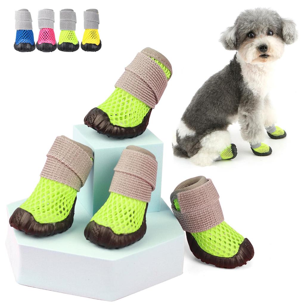 Breathable Mesh Small Dog Shoes, Anti-slip Rubber Sole, Adjustable Paw Protectors For  Pavement, Walking Running Boots Summer