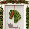 Horse Head Wreath Rustic Farmhouse Equestrian Door Decor Artificial Horse-Shaped Wreath with Red Ribbon for Front Door Wall Window Holiday Decor