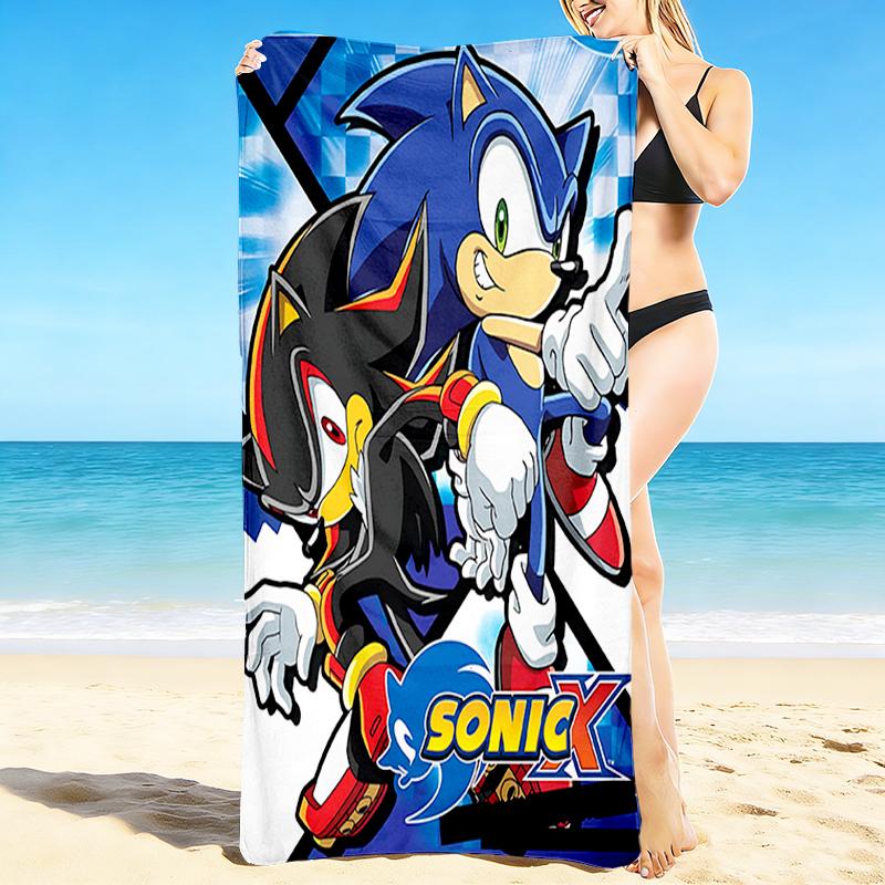 1Pc Sonic X Adventure Beach Towel Quick Dry Multiuse For Beach Pool Gym Yoga Home Travel Christmas Halloween Xmas Gift N1305
