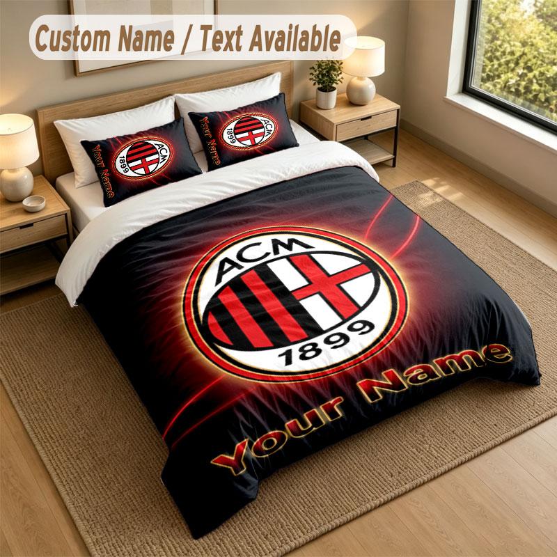 Комплект постельного белья 1 пододеяльник 2 наволочки Принт AC Milan Мягкое постельное белье Декор спальни