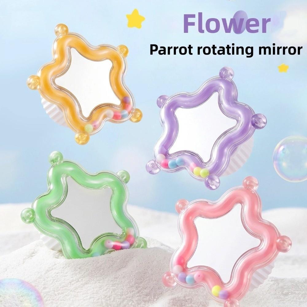 Colorful Beads Star Rotating Parrot Mirror Toy Mirror Parrot Interactive Toy Bird Supplies