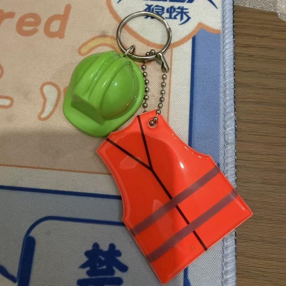 Safety Helmet Shape Reflective Keychain Reflective Design Vest Shaped Keychain  Night Travel