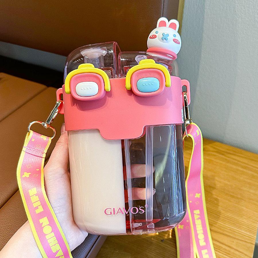 1 шт. 17,92/26,37 унц. Портативная герметичная бутылка для воды с двумя отсеками, соломинкой и ремешком для школы, спорта и путешествий - Оставайтесь гидратированными в дороге!