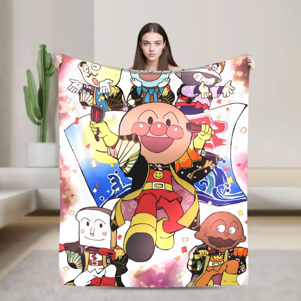 Baikinman Anime Flannel Blanket Soft Durable Throw Blanket for Living Room Picnic Novelty Bedspread Sofa Bed Cover