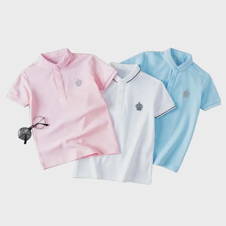 Летняя детская хлопковая рубашка-поло с коротким рукавом 2023 г. — школьная форма в корейском стиле