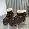 Женские зимние сапоги Новые зимние сапоги на платформе с плюшевой меховой подкладкой, цельные, теплоизолированные, на ремешке, уродливо-милые ботильоны