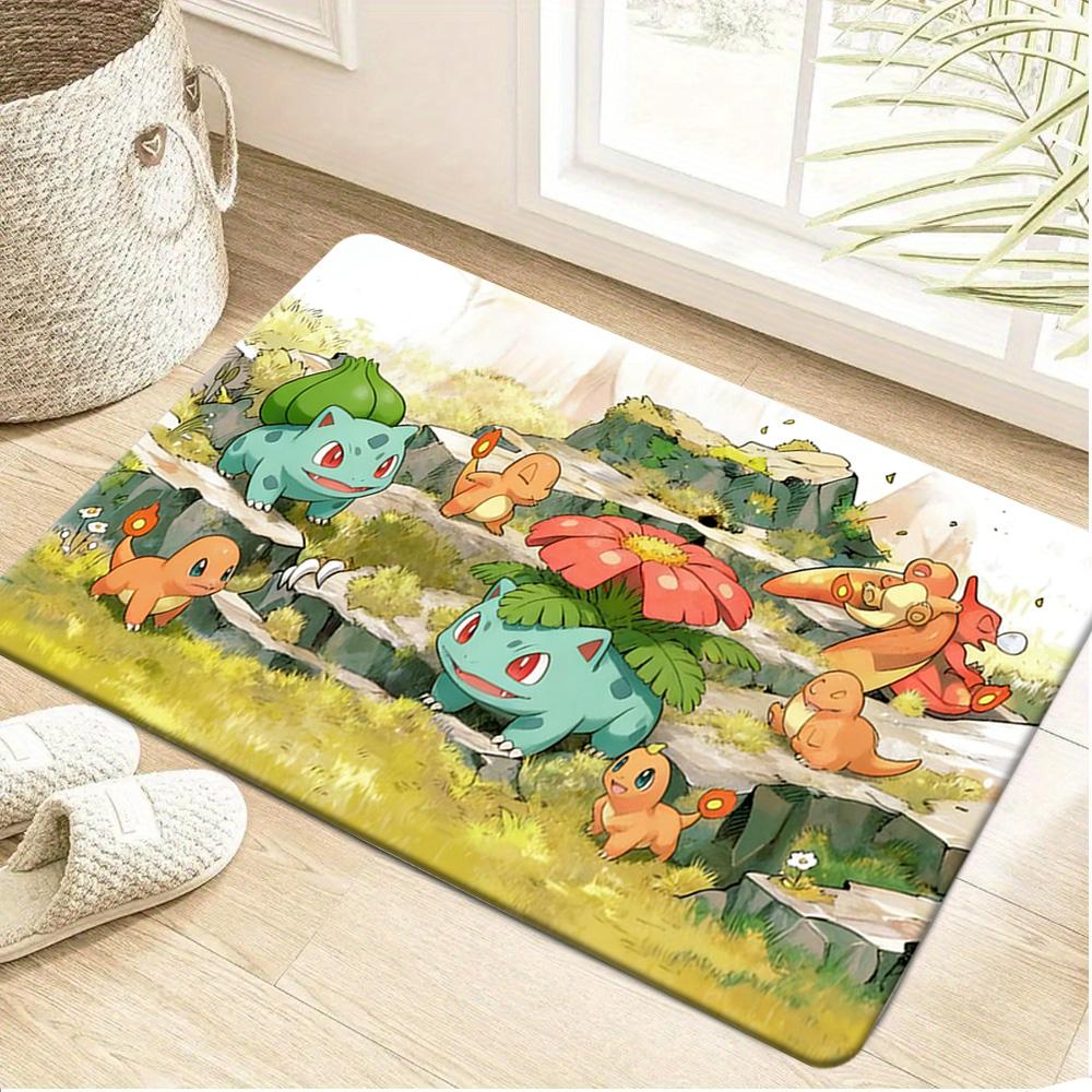 Pokemon Charizard Starry Night Cherry Blossom Print Non-slip Doormat, Soft Absorbent Floor Rug for Home Decor