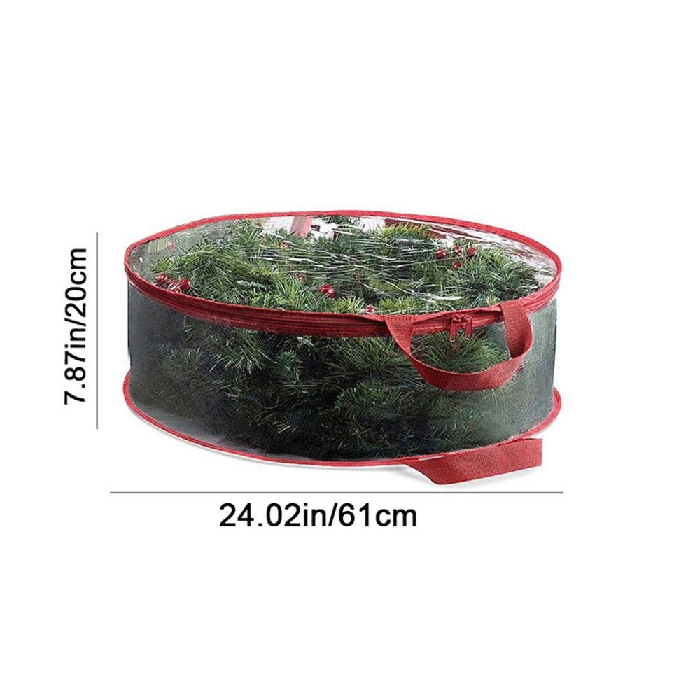 Round Wreath Storage Bag PVC Wreath Zippered Container Practical Garlands Storage Bag  for Home
