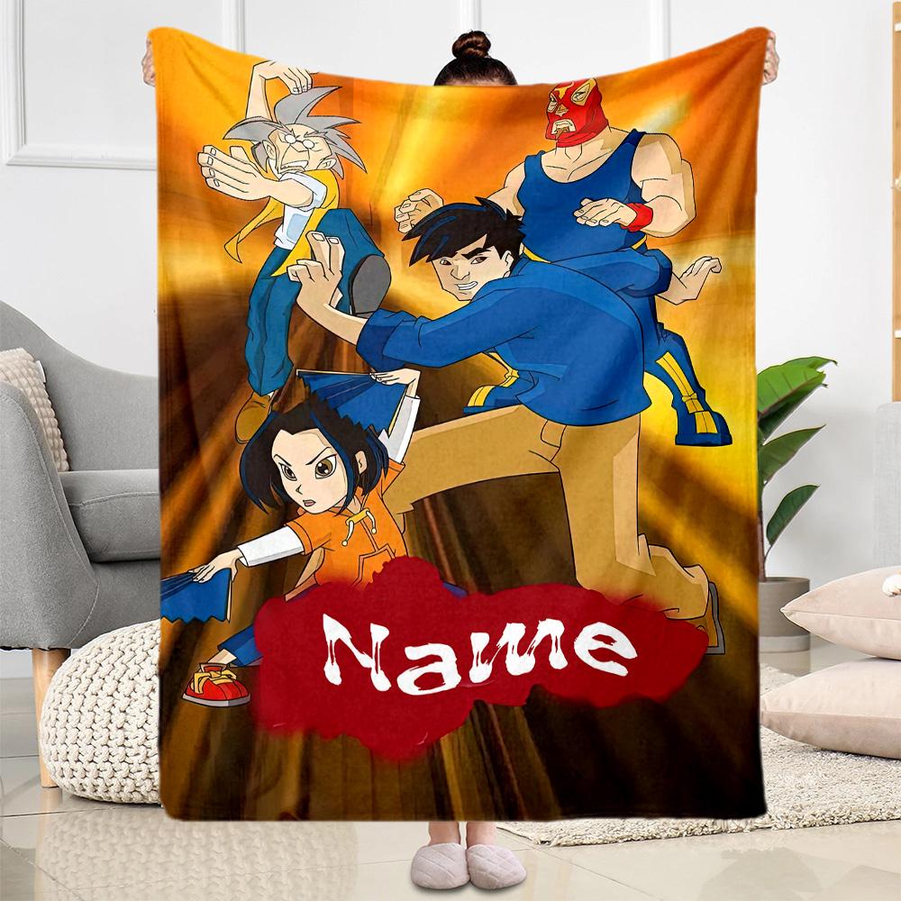 Jackie Chan Customize Your Name Blanket Cozy Customizable Blanket Warmthful Decor Throw For Sofa Office Office Chair Bed Ideal for All Seasons