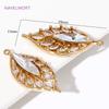 13mm*29mm 18K Gold Plated Leaf Charms Pendants,Inlaid Zircon Decorative Pendants For Jewelry,DIY Jewelry  Making Accessories