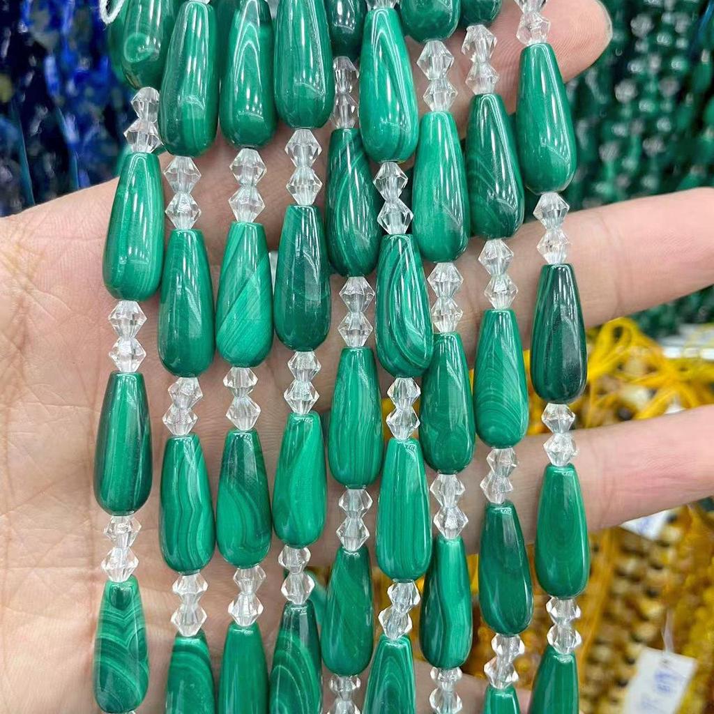 Чистый Натуральный Малахит Трубка и Овальный Абакус Свободные Бусины для DIY Браслета Ювелирных Изделий