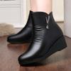 Winter Mothers Shoes Wedges Boots Women Large Size Non-slip Women's Snow Boots Genuine Leather Warm Women's Ankle Boots
