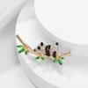 Female Bamboo Panda Brooches For Women Luxury Gold Color Alloy Animal Brooch Safety Pins Jewelry Gift