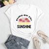Summer Women's Letter Coconut Tree Print Loose Round Neck Casual Pure Cotton Short Sleeved T-shirts Women's