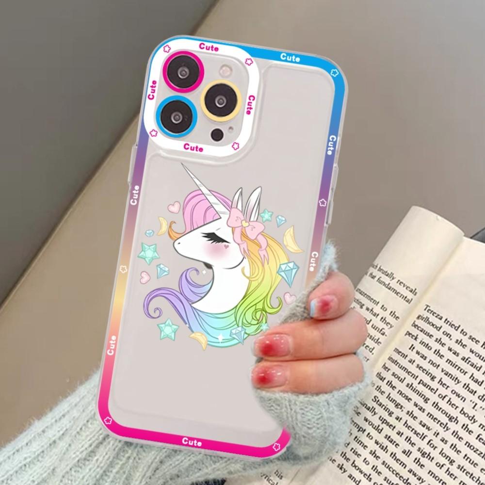Мультяшный чехол-единорог для iPhone 15 13 14 Pro Max XS XR 12 11 Pro 13 Mini Мягкая прозрачная задняя крышка
