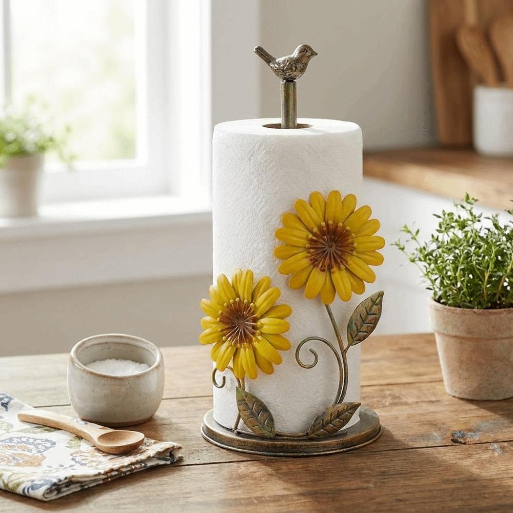 Anti-Skid Flower Shaped Tissue Holder Freestanding Paper Towel Rack Dining Table