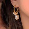 Vintage Special-Shaped Faux Pearl C Design Earrings Suitable For Women