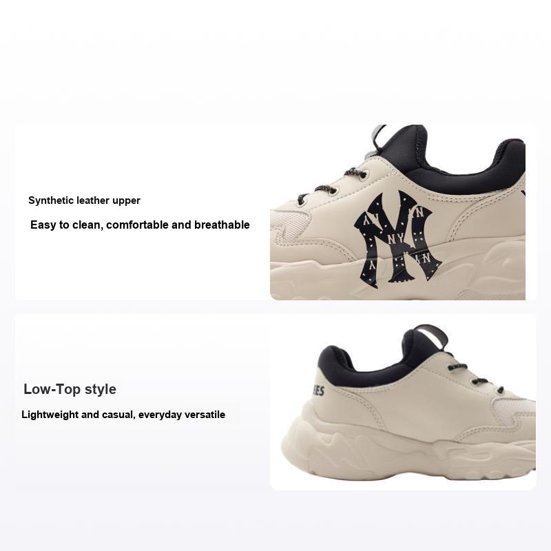 MLB Chunky Flex Diamond Monogram NY Comfortable Shock Absorbing Durable Low Top Casual Shoes Kids sneaker Ivory 7ASHCM43N-50IVS