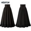 Women Renaissance Swing Skirt High Waist Ruffled Hem Maxi Skirt Vintage Long Length Skirts