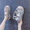 Women Platform Sandals Crystal Sandals Cross Strap Wedge Heel Sandal Summer Roman Shoes Open Toe Beach Sandals for Women