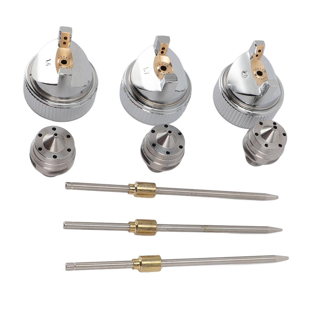 3 Sets Needle Fluid Nozzle Air Cap Kit H 827 1.4 1.7 2.0mm Stable Performance Brass Plastic Fluid Tip Size Set Up