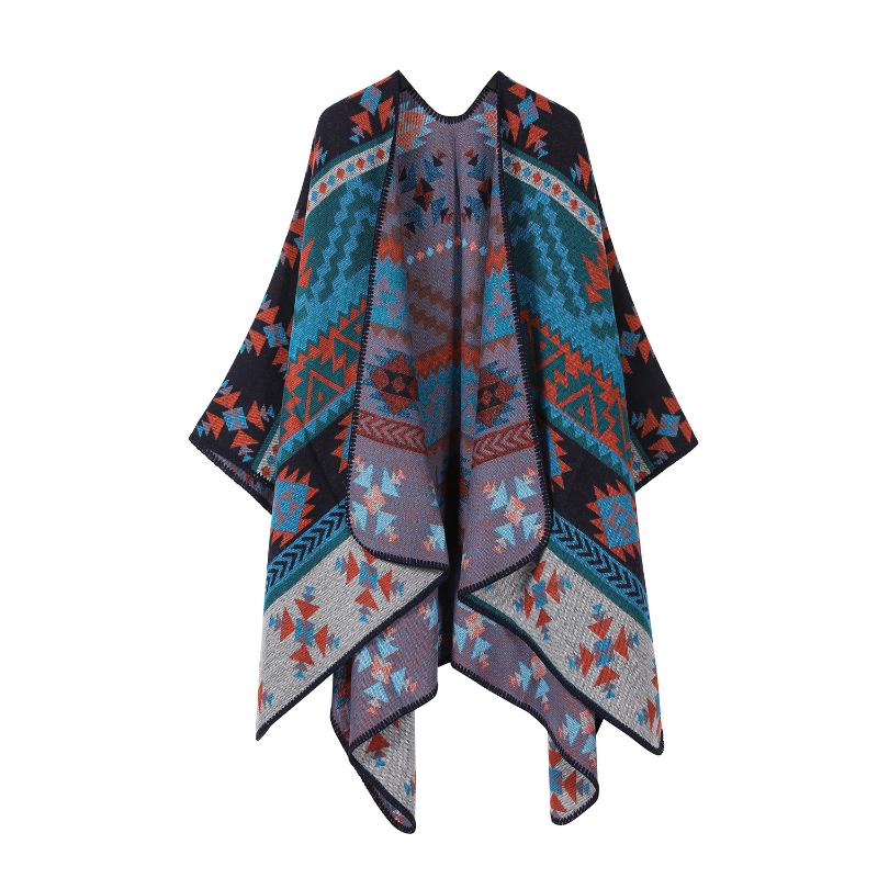 Ethnic Style Shawl Summer Outer Wear Women's Large Shawl Cape Cloak High-end Knitted Scarf