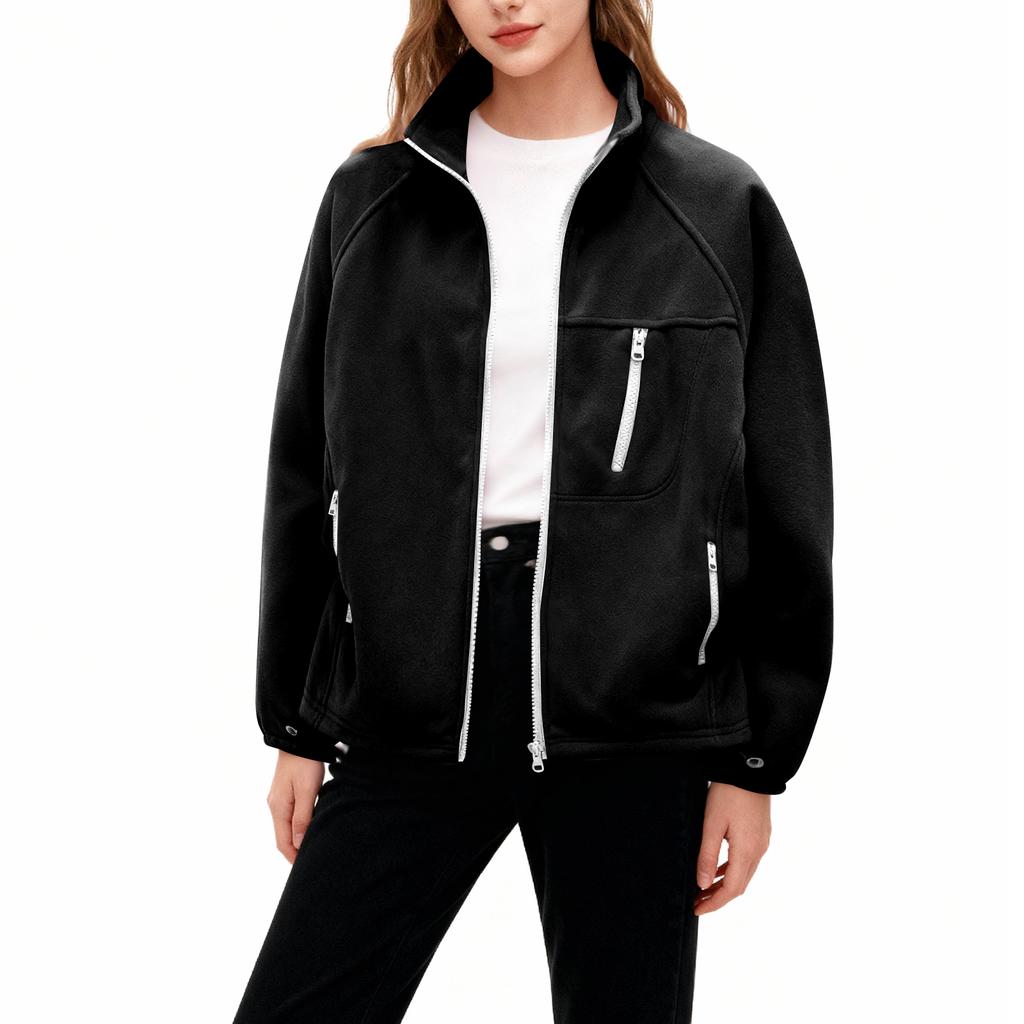 Женское модное повседневное пальто большого размера с длинным рукавом, утолщенное и на флисовой подкладке, со стойкой